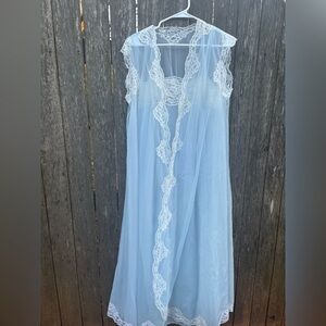 Vintage Henson Kickernick Powder Blue Nightgown and Robe Set Celestial Bridal